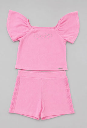 Conjunto Infantil Feminino em Malha New Marrocos Rosa