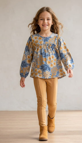 Conjunto Infantil Blusa Floral + Legging Básica