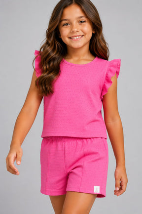 Conjunto Infantil Feminino em Malha Nikko Rosa