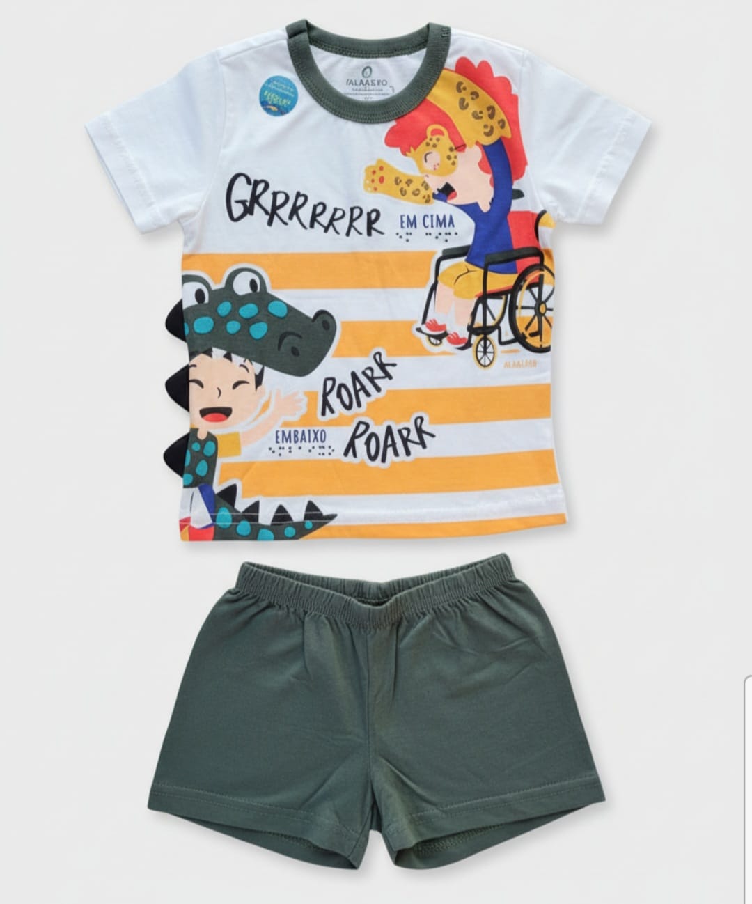 Pijama Dinossauro Brilha no Escuro – Conforto 100% Algodão para Noites Mais Divertidas