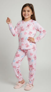 Pijama de Frio Fleece Ursinho Infantil Rosa