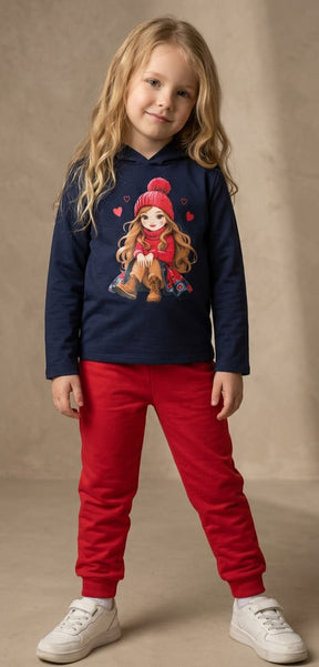 Conjunto de Moletom com Capuz Menina Infantil 100% Algodão – Conforto Quentinho e Estilo para o Dia a Dia