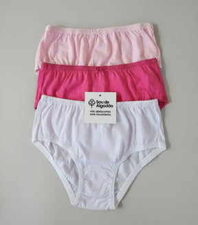 Calcinha Infantil 100% Algodão Lisa – Kit com 3-  Conforto, Suavidade e Liberdade para o Dia a Dia