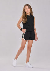 Conjunto Infantil Feminino Regata com Short Preto em Malha New Pequet Confort