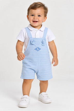 CONJUNTO BEBÊ MENINO BLUSA POLO E JARDINEIRA