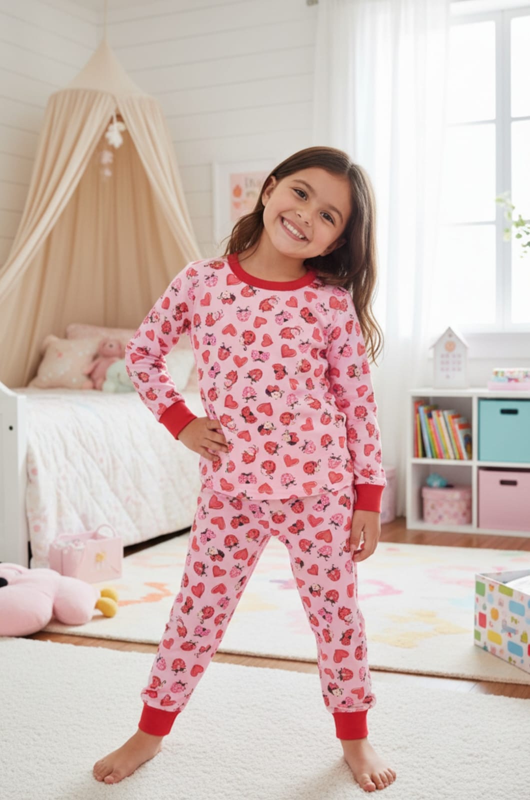 Pijama Infantil Menina Joaninha em Malha Modelli