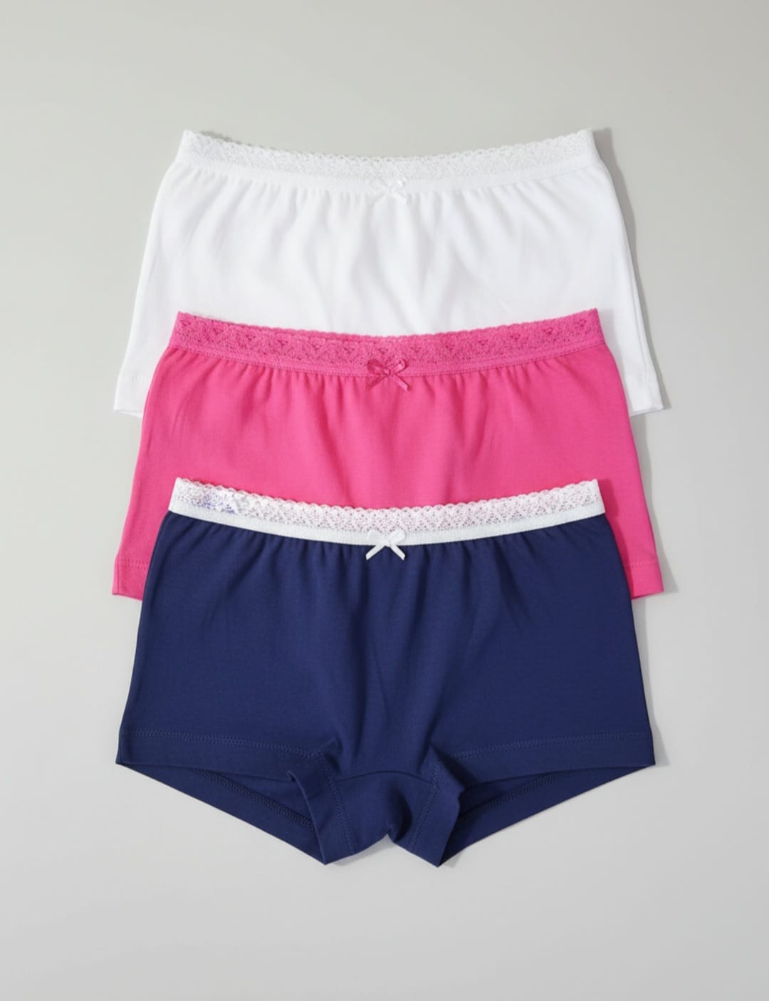 Calcinha Infantil Boxer 100% Algodão – Kit com 3 Peças Confortáveis e Respiráveis