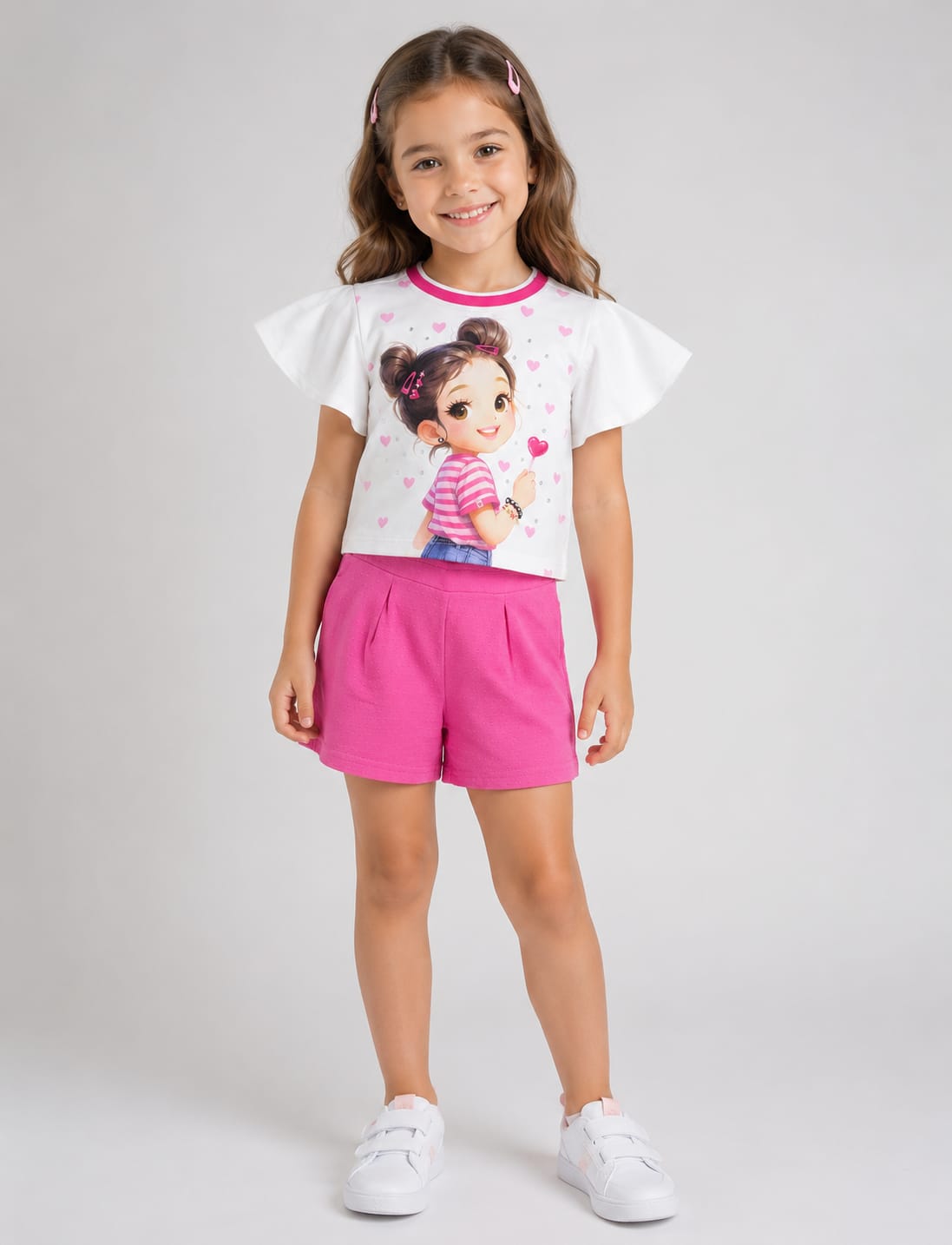 Blusa em Moletinho Soft e Short em Malha Nikko