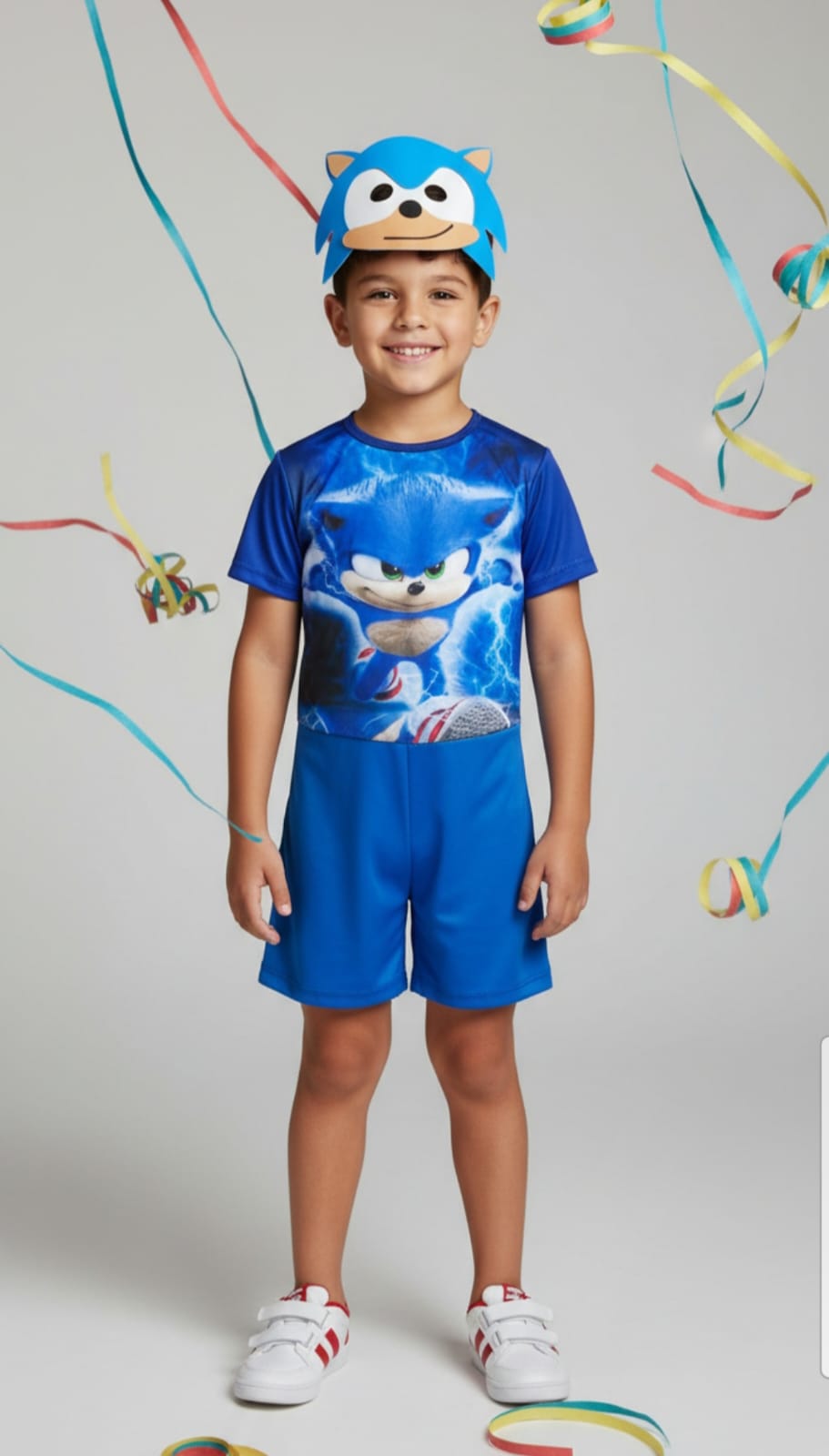 Fantasia Sonic Azul Infantil com Máscara