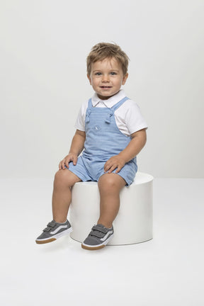 CONJUNTO BEBÊ MENINO BLUSA POLO E JARDINEIRA