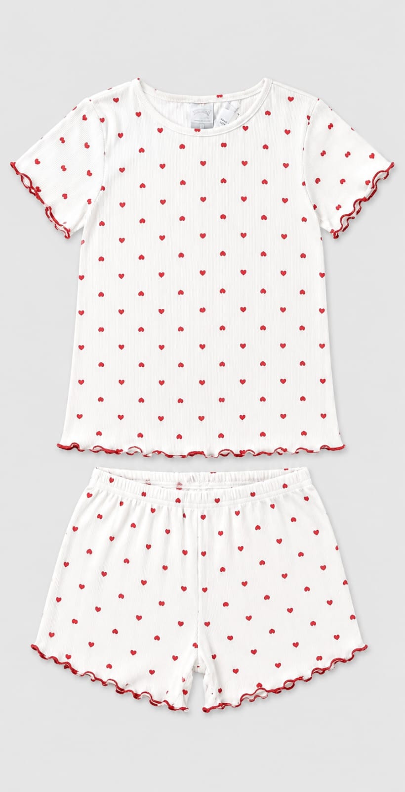 Pijama Infantil Feminino Corações em Malha Ribana Ibiza