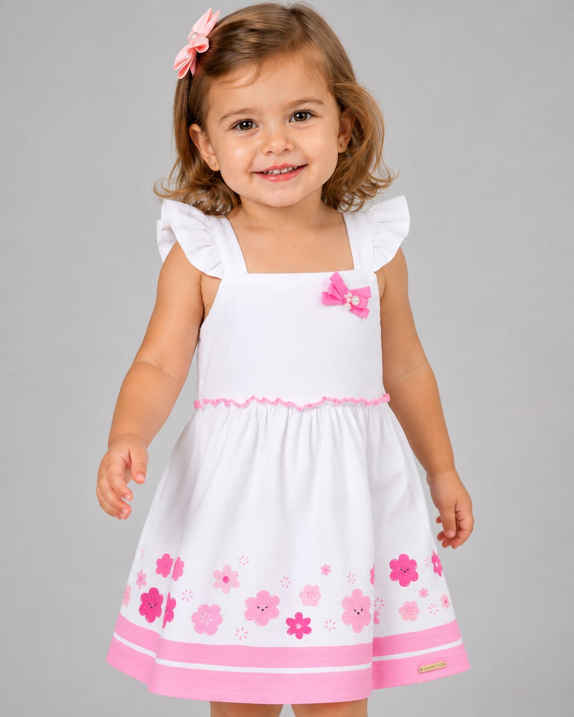 Vestido Infantil em Malha Nikko com Estampa Floral