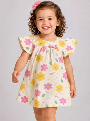 Vestido Infantil Floral em Malha Nikko