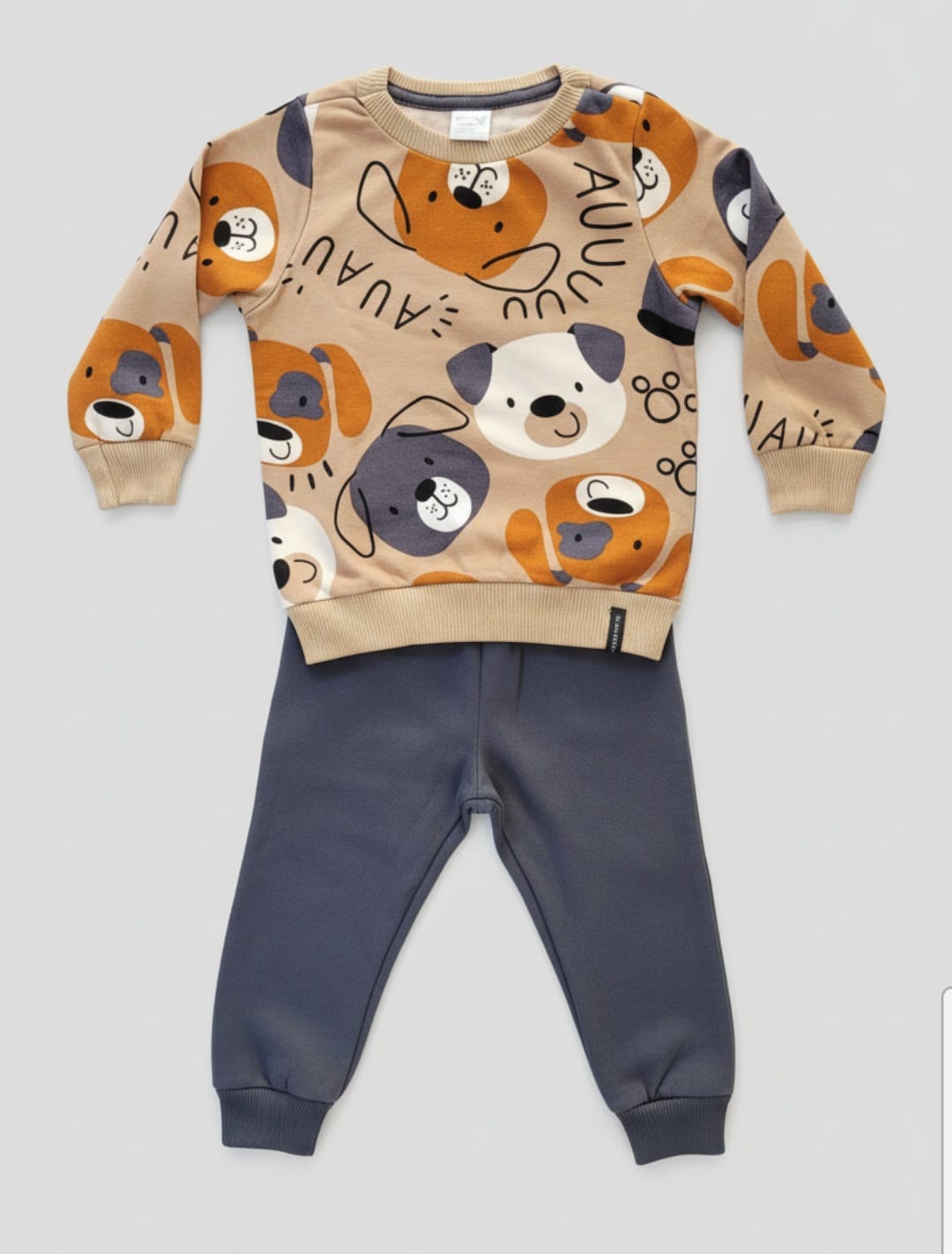 CONJUNTO MOLETOM FELPADO 03 DOG FUN BEGE    - MASCULINO