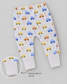 Conjunto Bebê Body Manga Longa + Calça Estampa Carrinho