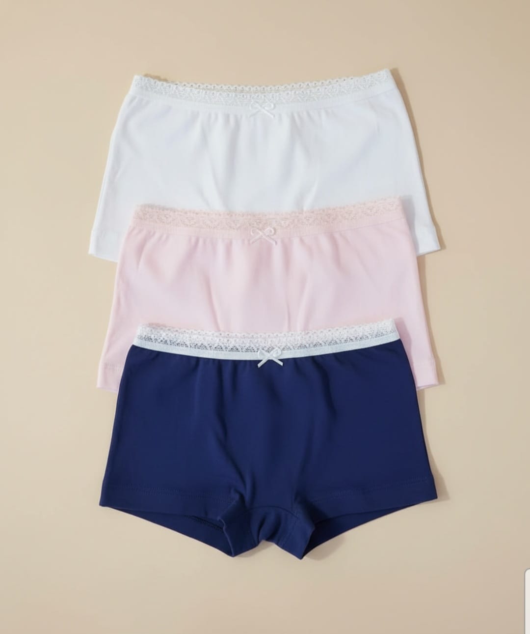 Calcinha Infantil Boxer 100% Algodão – Kit com 3 Peças Confortáveis e Respiráveis