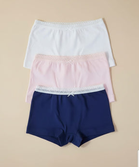 Calcinha Infantil Boxer 100% Algodão – Kit com 3 Peças Confortáveis e Respiráveis