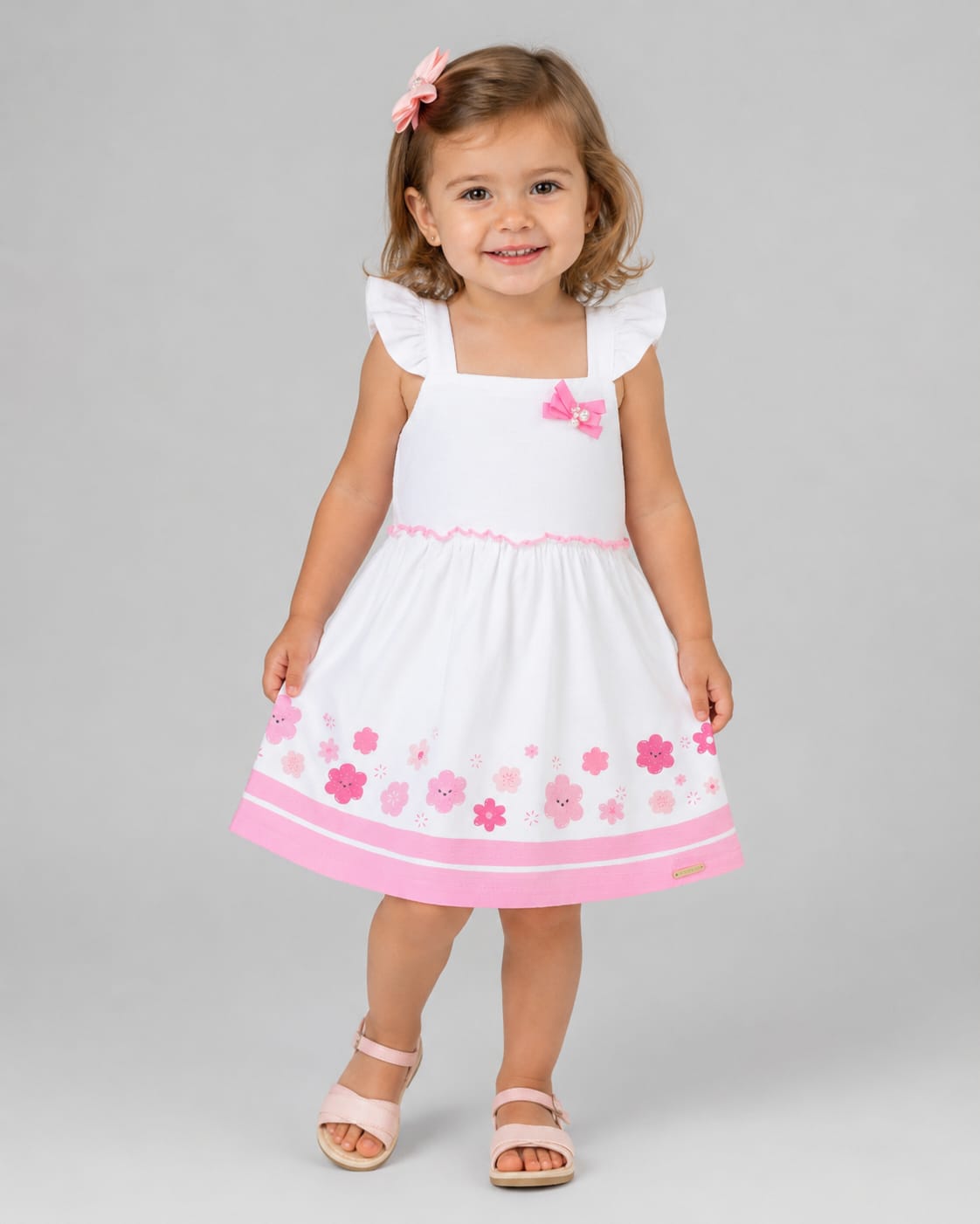 Vestido Infantil em Malha Nikko com Estampa Floral