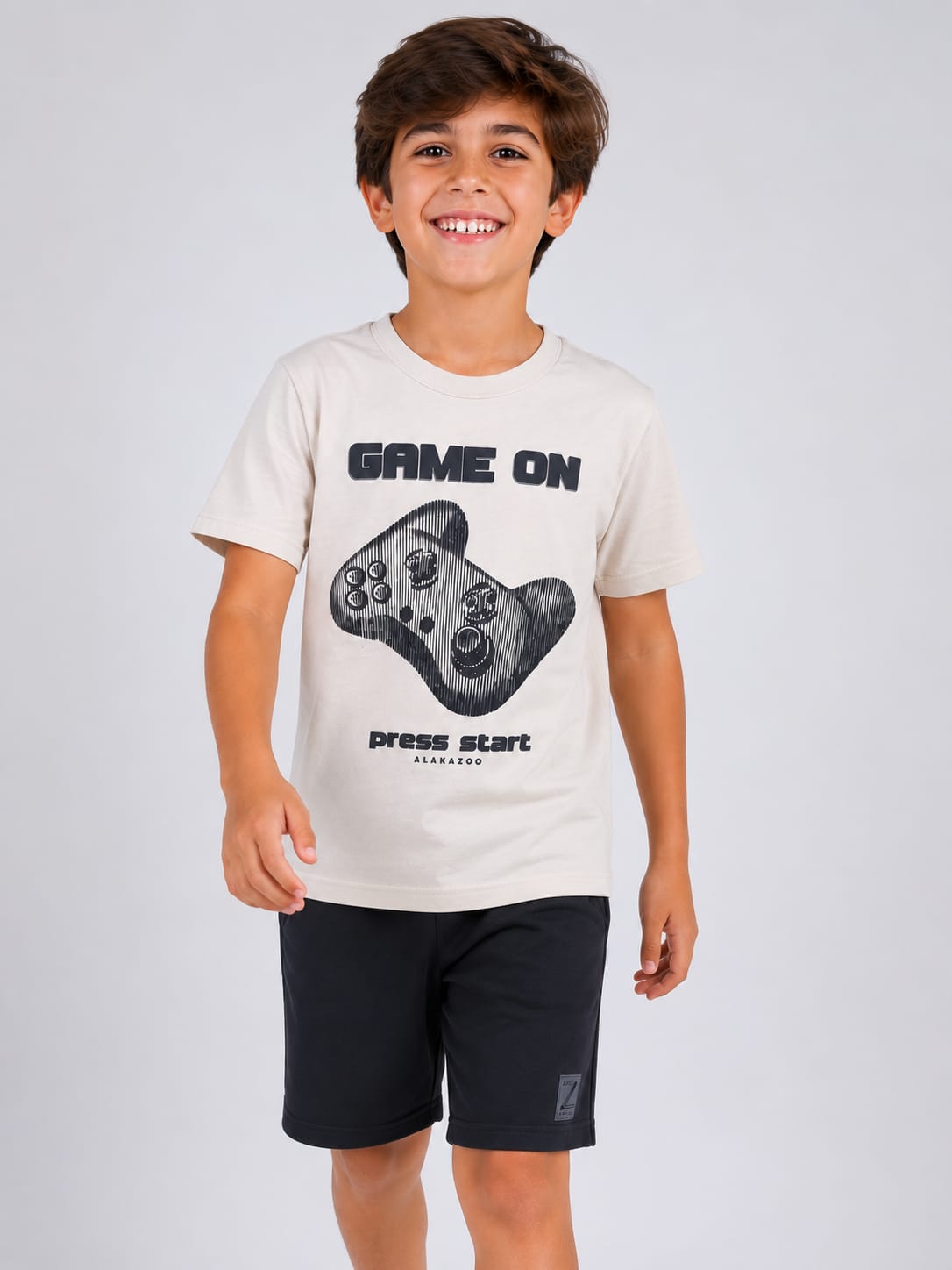 Conjunto Infantil Masculino Game On com Camiseta em Malha Penteada e Short Politel