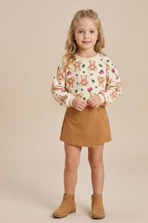 Conjunto Blusa Moletom e Short Saia Urso Infantil Confortável e Estiloso