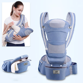 Canguru Ergonômico para Bebê com Assento Hipseat – Mochila Porta-Bebê Frente e Costas para Recém-Nascidos