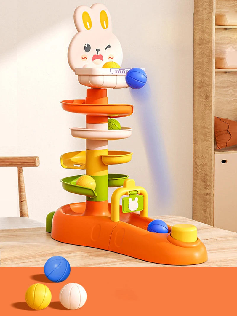 Brinquedo Montessori Torre Arco-Íris Rotativa – Empilhar e Encaixar, Jogo Educativo para Bebês e Crianças, Desenvolvimento Motor e Sensorial