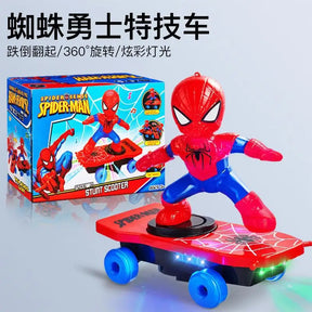 Boneco Eletrônico Homem-Aranha 21cm – Figura Marvel com Scooter e Luzes LED, Brinquedo Infantil para Meninos e Meninas