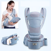 Canguru Ergonômico para Bebê com Assento Hipseat – Mochila Porta-Bebê Frente e Costas para Recém-Nascidos