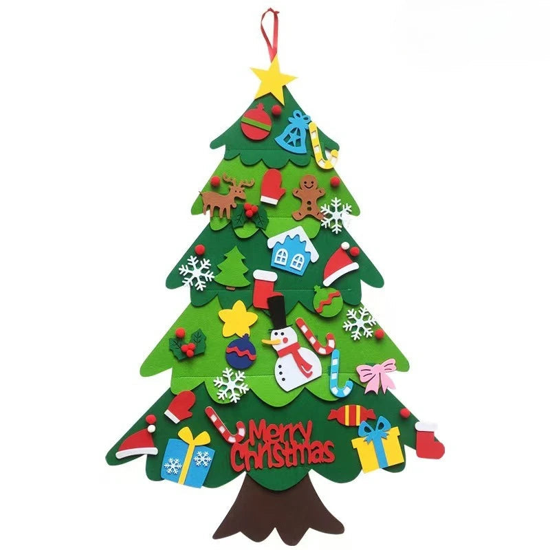 Árvore de Natal em Feltro Infantil DIY com Enfeites – Decoração Natalina 2025, Brinquedo Educativo e Presente Criativo
