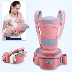Canguru Ergonômico para Bebê com Assento Hipseat – Mochila Porta-Bebê Frente e Costas para Recém-Nascidos