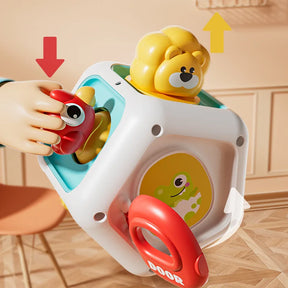 Brinquedo Montessori Busy Cube – Cubo Sensorial Educativo para Bebês, Atividade de Viagem e Desenvolvimento Motor Fino