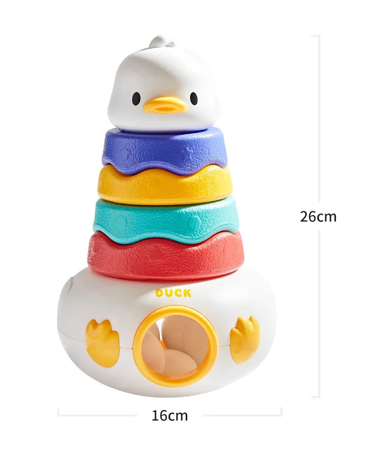 Brinquedo Montessori Torre Arco-Íris Rotativa – Empilhar e Encaixar, Jogo Educativo para Bebês e Crianças, Desenvolvimento Motor e Sensorial