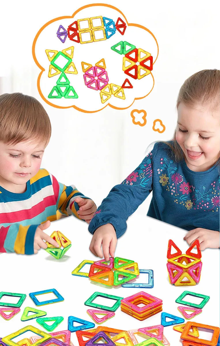 Blocos de Montar Magnéticos Médios – Brinquedo Educativo STEM, Construção Criativa e Aprendizado Infantil