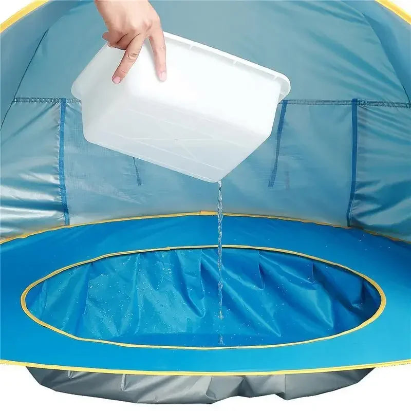Tenda de Praia para Bebê com Proteção Solar UPF 50+ – Mini Piscina, À Prova d’Água, Ideal para Praia, Camping e Áreas Externas
