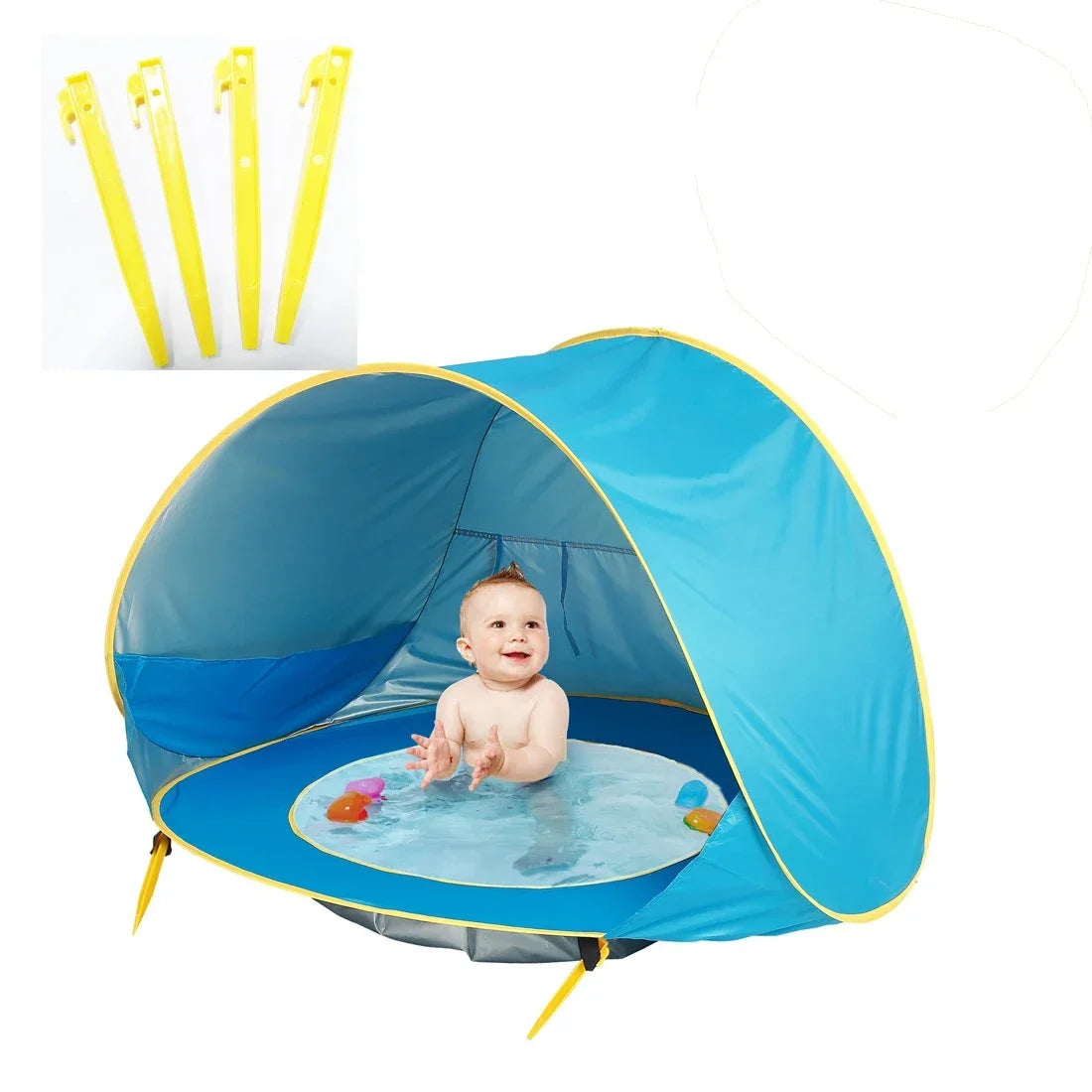 Tenda de Praia para Bebê com Proteção Solar UPF 50+ – Mini Piscina, À Prova d’Água, Ideal para Praia, Camping e Áreas Externas