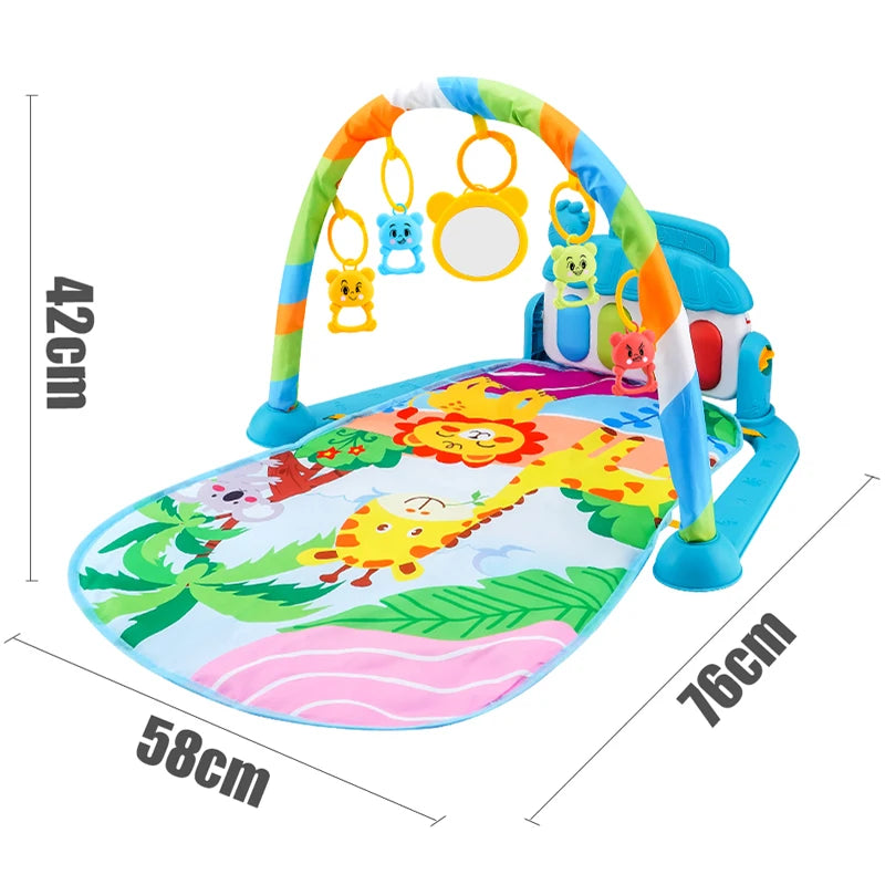 Tapete Ginásio Musical para Bebê – Baby Fitness Play Gym com Piano, Arco de Brinquedos e Atividades Educativas 0–36 Meses
