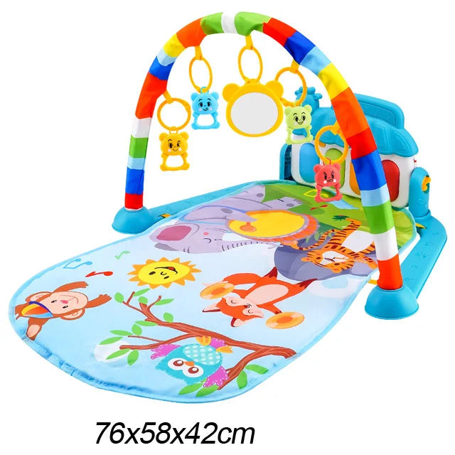 Tapete Ginásio Musical para Bebê – Baby Fitness Play Gym com Piano, Arco de Brinquedos e Atividades Educativas 0–36 Meses