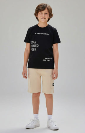 Conjunto Infantil KYLY Cargo – Blusa e Bermuda Masculina Estilosa, Confortável e Moderna