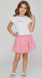 Conjunto Infantil Alakazoo Flores – Blusa e Saia Feminina Delicada, Confortável e Estilosa