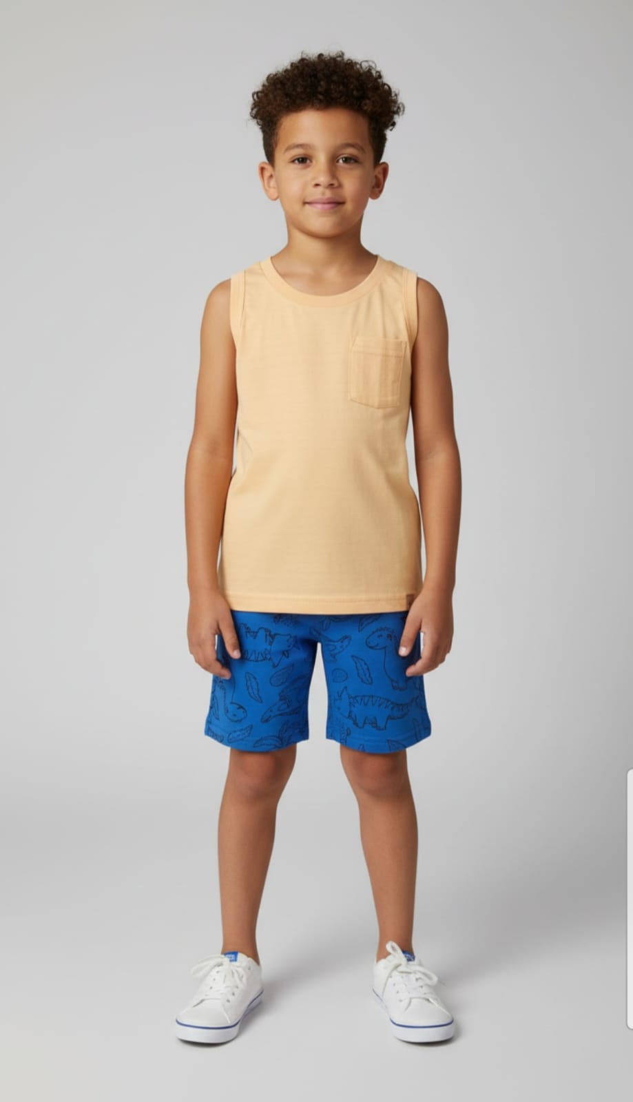 Conjunto Infantil Alakazoo Dinossauro – Regata e Bermuda Masculina Confortável e Divertida