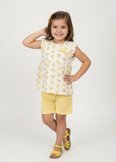 Conjunto Infantil Alakazoo Flores – Blusa e Short Feminino Delicado, Confortável e Estiloso