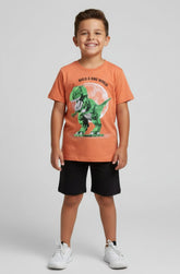 Conjunto Infantil KYLY Dinossauro – Blusa e Bermuda Masculina Confortável e Estilosa
