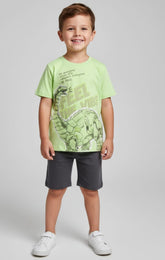 Conjunto Infantil Fakini Dinossauro – Blusa e Bermuda Masculina Confortável e Divertida