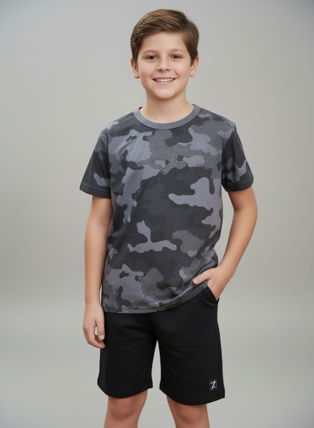 Conjunto Infantil Alakazoo – Blusa e Bermuda Masculina Confortável para o Dia a Dia