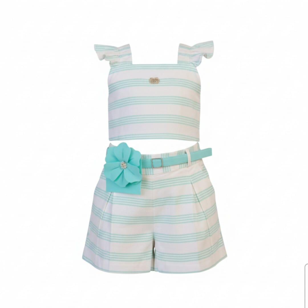 Conjunto Infantil Gabriela Aquarela – Blusa e Short Feminino com Estampa Aquarelada
