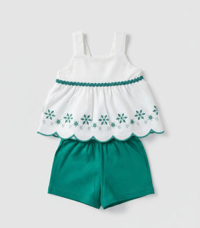 Conjunto Infantil Alakazoo Verde Glimmer – Blusa e Short Feminino Confortável, Moderno e Brilhante