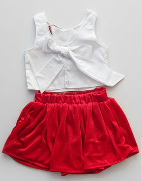 Conjunto Infantil Gabriela Aquarela Cereja – Blusa e Saia Feminina Delicada, Moderna e Confortável
