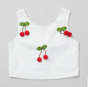 Conjunto Infantil Gabriela Aquarela Cereja – Blusa e Saia Feminina Delicada, Moderna e Confortável