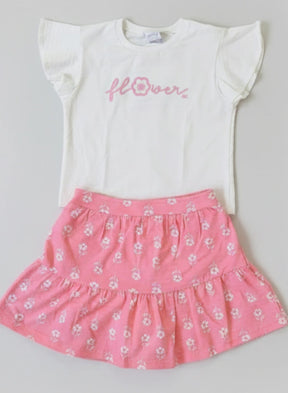 Conjunto Infantil Alakazoo Flores – Blusa e Saia Feminina Delicada, Confortável e Estilosa