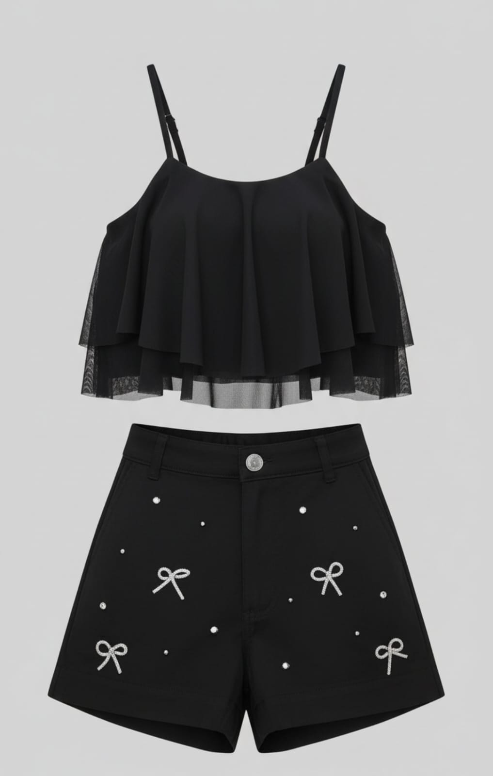 Conjunto Pink X – Bata em Tule e Short Bordado Feminino, Look Delicado e Moderno para Meninas